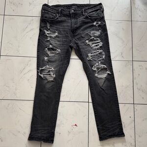 American Eagle Outfitters Ripped Black Slim Jeans